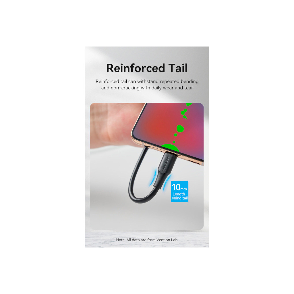 Дата кабель USB 2.0 AM to USB-C 3.0m 3.0A (18W) PVC black Vention (CTHBI) - зображення 8