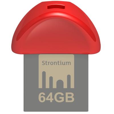 USB флеш накопичувач Strontium Flash 64GB NANO RED USB 3.0 (SR64GRDNANOZ) - зображення 1