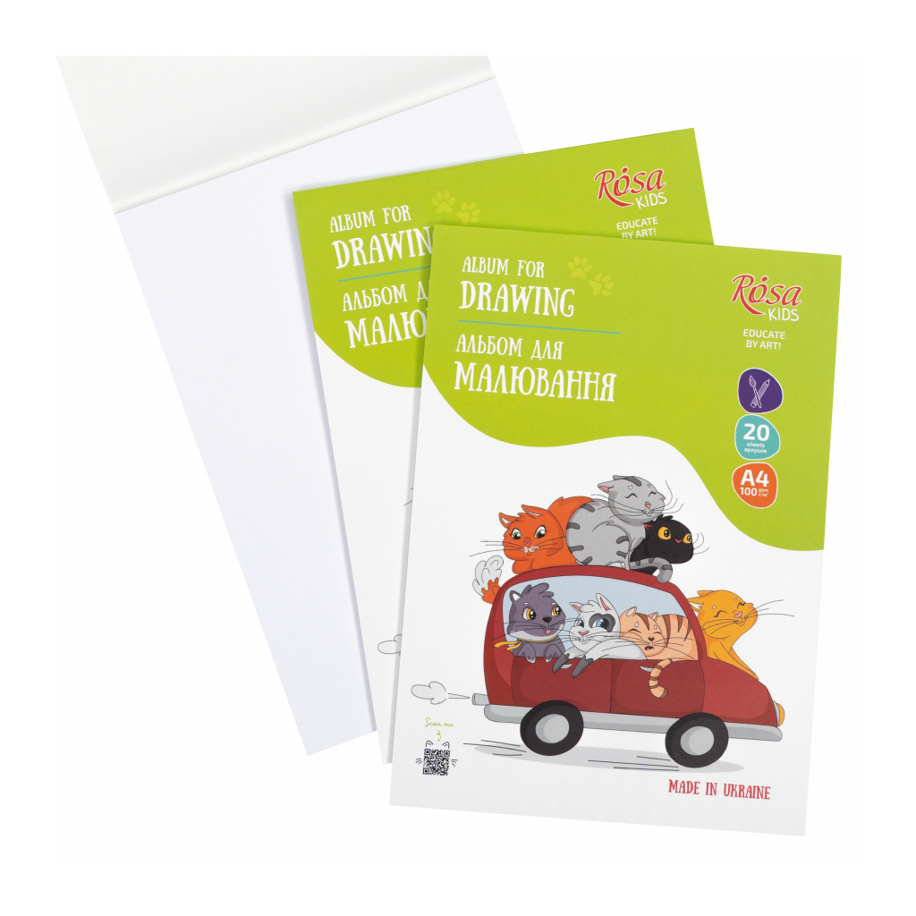 Альбом для малювання Rosa Kids склейка Cats in the Car А4 20 аркушів (4823098543015) - изображение 3