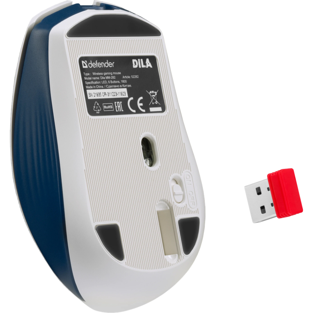 Мишка Defender Dila MM-282 Wireless White/Blue (52282) - зображення 7