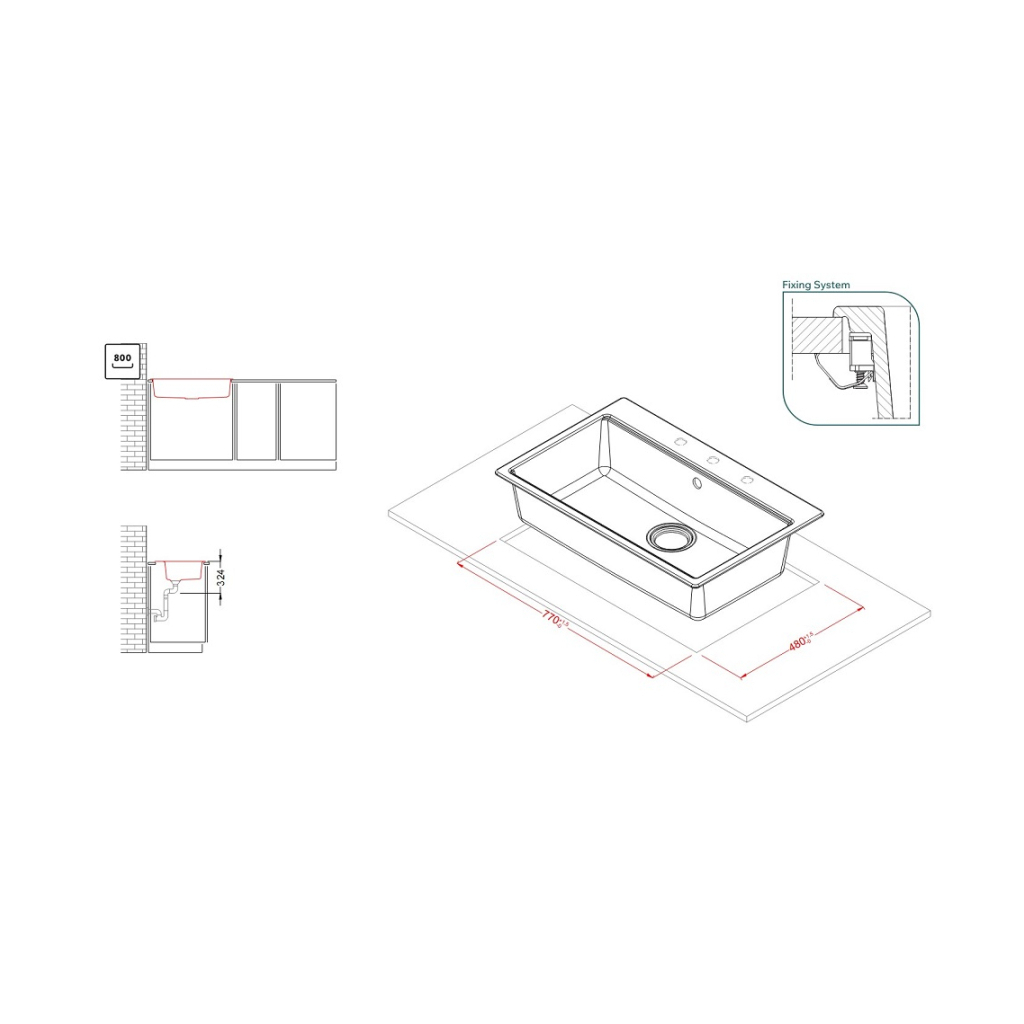 Мийка кухонна Elleci TIME 130 on top nero 40 - зображення 2