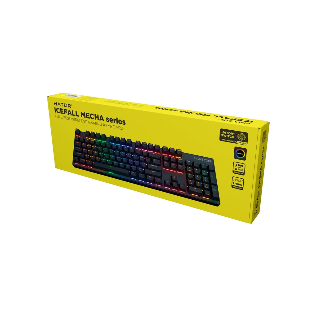 Клавіатура Hator Icefall Mecha Rainbow Wireless/USB Black (HTK204UA) - зображення 7
