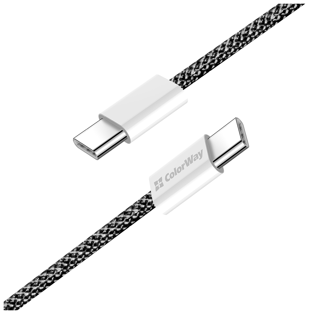 Дата кабель USB-C to USB-C 2.0m (braided cotton) (PD Fast Charging 60W) 3.0А black ColorWay (CW-CBPDCC068-BK) - picture 4