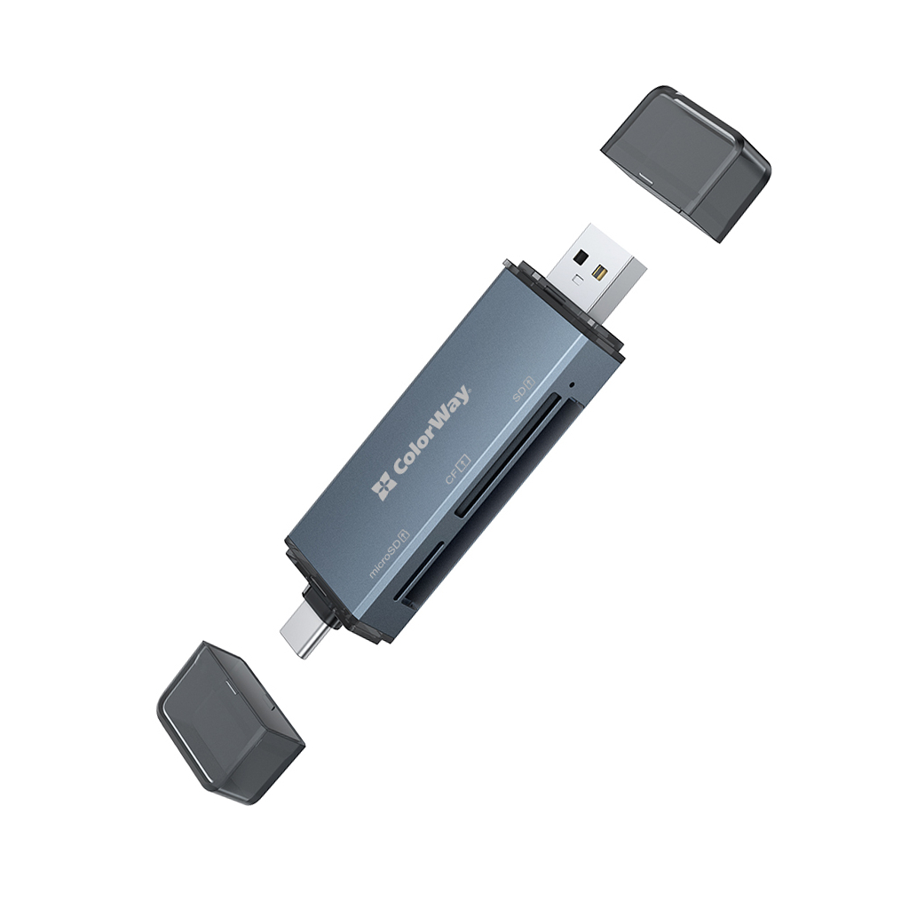 Зчитувач флеш-карт ColorWay USB 2.0/USB-C to CF/SD/MicroSD (CW-CR-01) - изображение 2