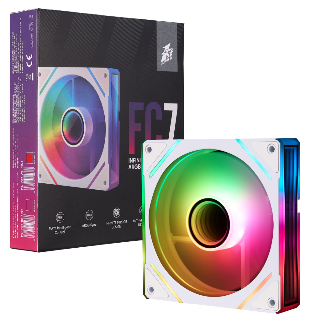 Кулер до корпусу 1stPlayer FC7 White (FC7-WH-1IN1) - зображення 8