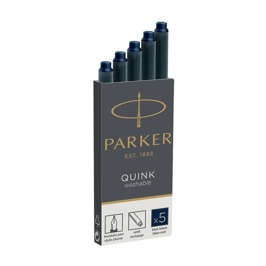 Чорнило для пір'яних ручок Parker Картриджі Quink / 5шт темно сині (11 410BLB) - изображение 1