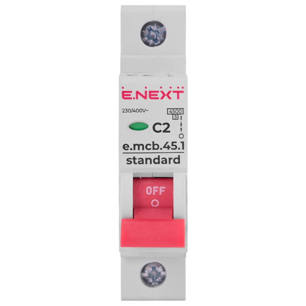 Автоматичний вимикач E.NEXT 1-п e.mcb.stand.  2А C ( 4,5кА) (s002002) - изображение 2