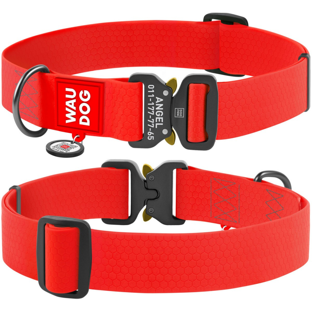 Нашийник для тварин WAUDOG Waterproof з QR паспортом XXL Ш 40 мм Д 43-70 см(червоний) (28013) - зображення 4