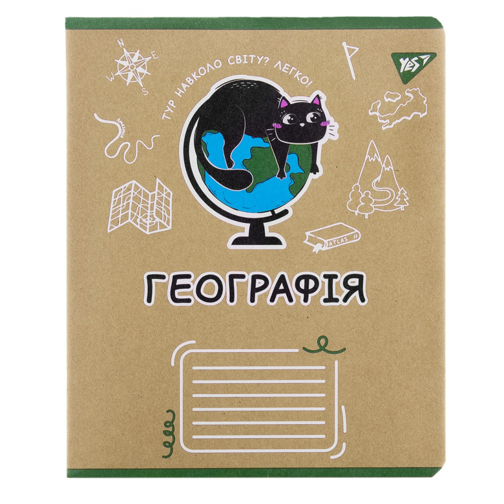 Зошит Yes предметний ГЕОГРАФІЯ Black cat 48 аркушів, клітинка (767453) - зображення 1