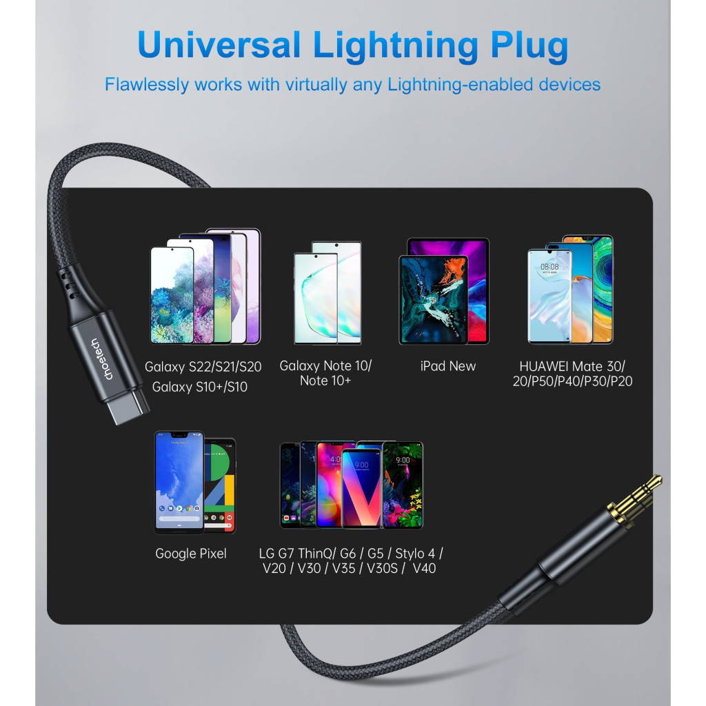 Перехідник USB-C to jack 3.5mm stereo audio (CDLA) 2.0m Choetech (AUX008-BK) - изображение 2