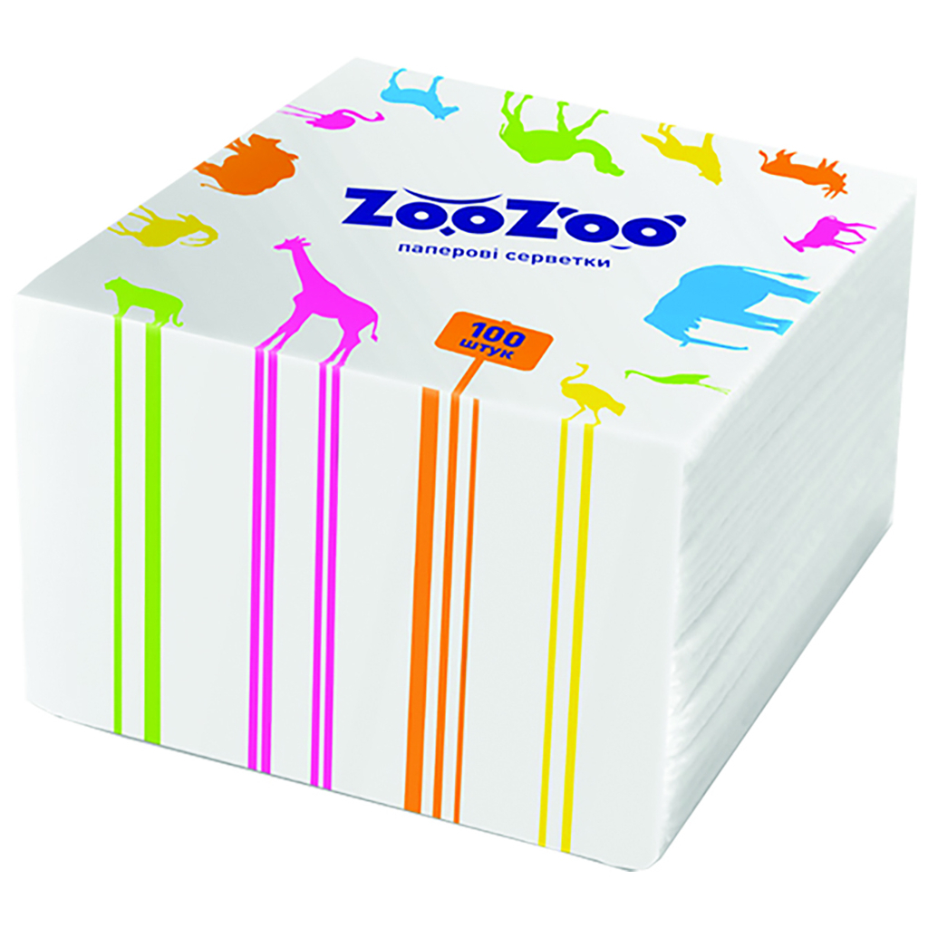 Серветки столові ZooZoo одношарові білі 24x23 см 100 шт. (4823019009293) - зображення 1