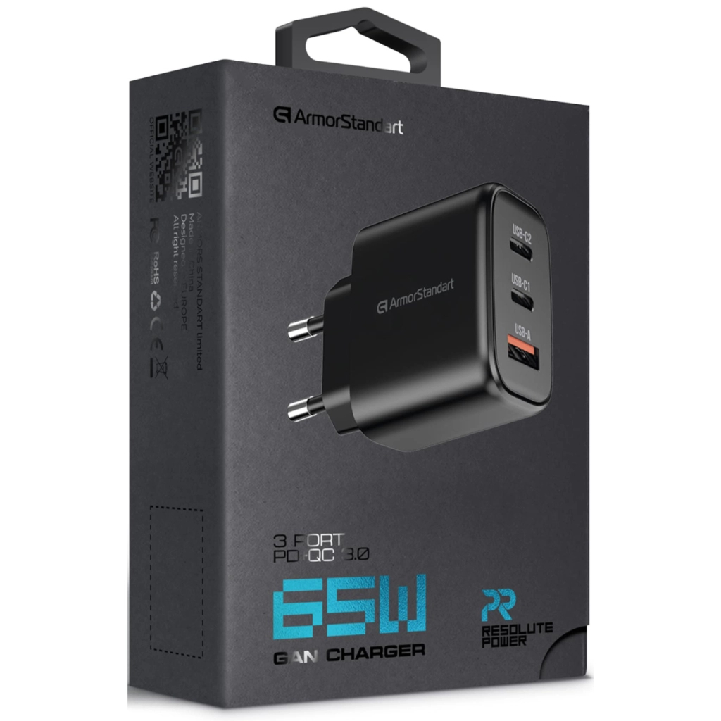 Зарядний пристрій Armorstandart ARP-621 Resolute Power USB-C 65W GaN Black (ARM70023) - зображення 12