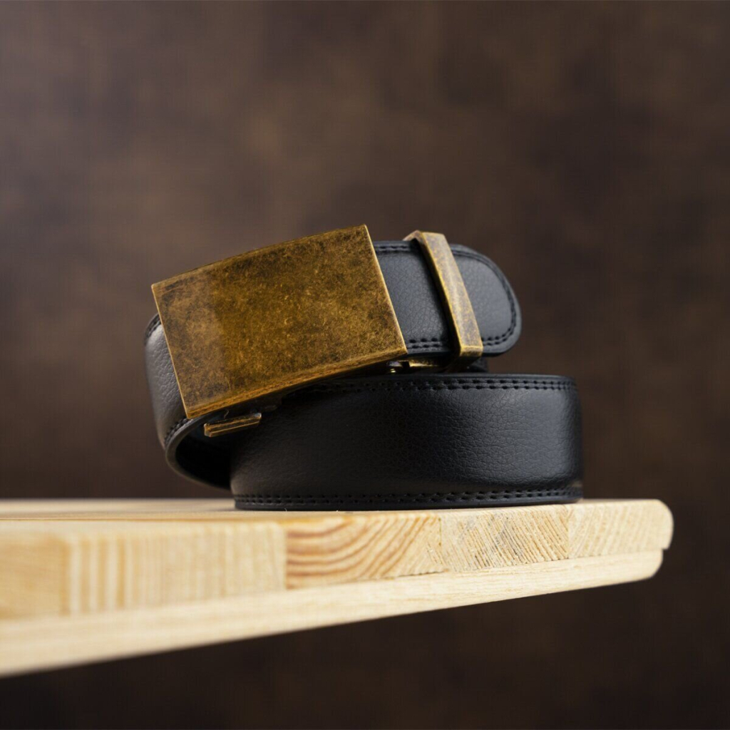 Ремінь Vintage Чоловічий з латунною пряжкою Чорний (20310) - зображення 6