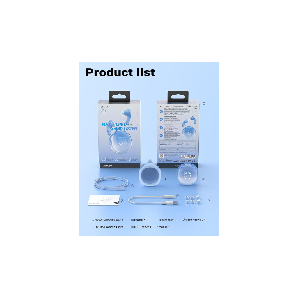 Навушники Acefast T9 Glacier Blue (6974316282525) - зображення 3