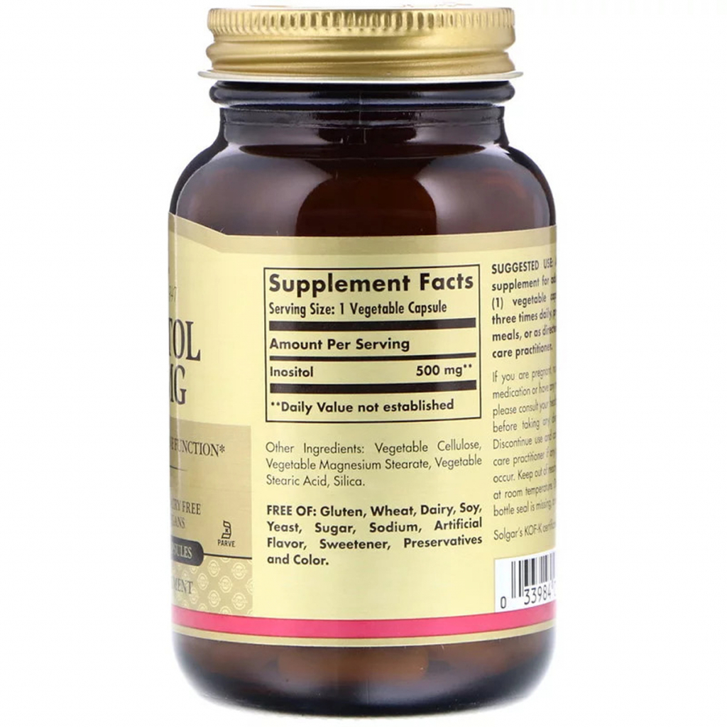 Вітамін Solgar Інозітол (В8), Inositol, 500 мг, 100 вегетаріанськіх капсул (SOL-01450) - зображення 2