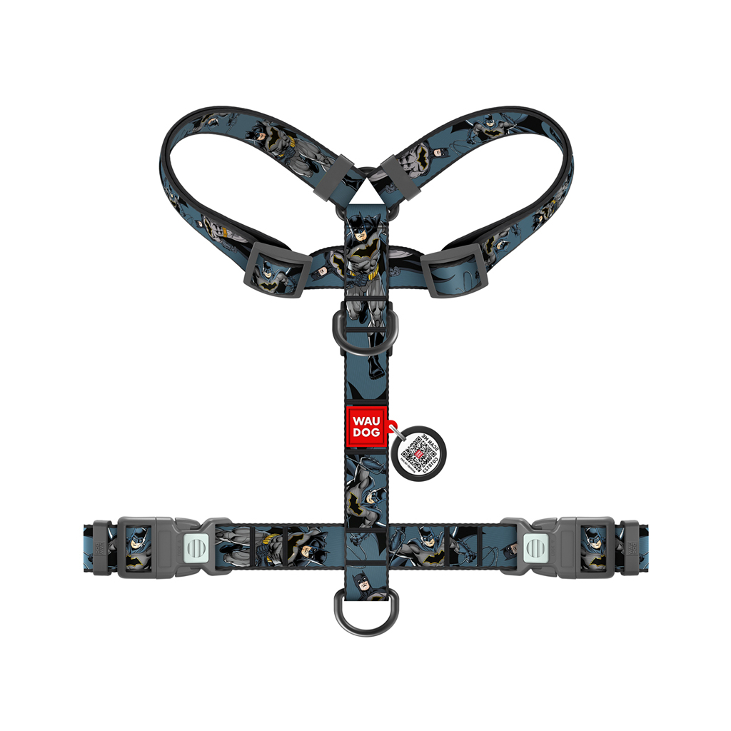 Шлея для собак WAUDOG Nylon H-подібна з QR-паспортом "Тінь Бетмена", пластиковий фастекс S (343-1078) - зображення 2