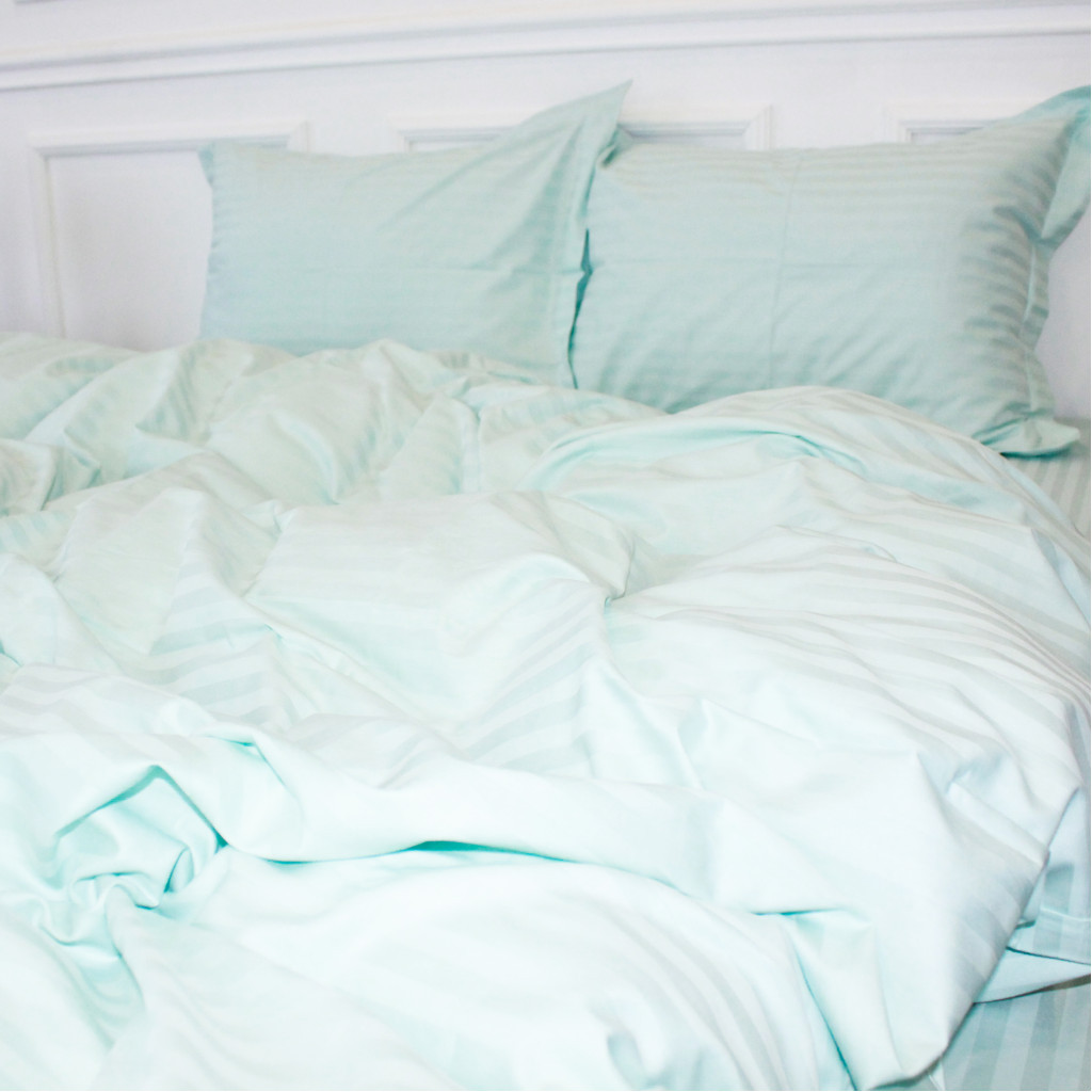 Постільна білизна MirSon Satin Stripe 30-0013 Azure 160х220 Сімейна (2200005252437) - зображення 4