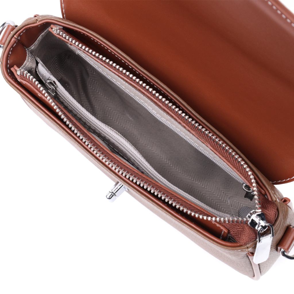 Сумка Vintage Жіноча з фактурним клапаном з натуральної шкіри Коричнева (22621) - зображення 9