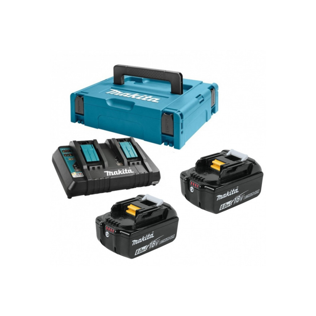 Набір акумулятор + зарядний пристрій Makita набір LXT (BL1860Bx2, DC18RD, Makpac3) (198077-8) - зображення 1