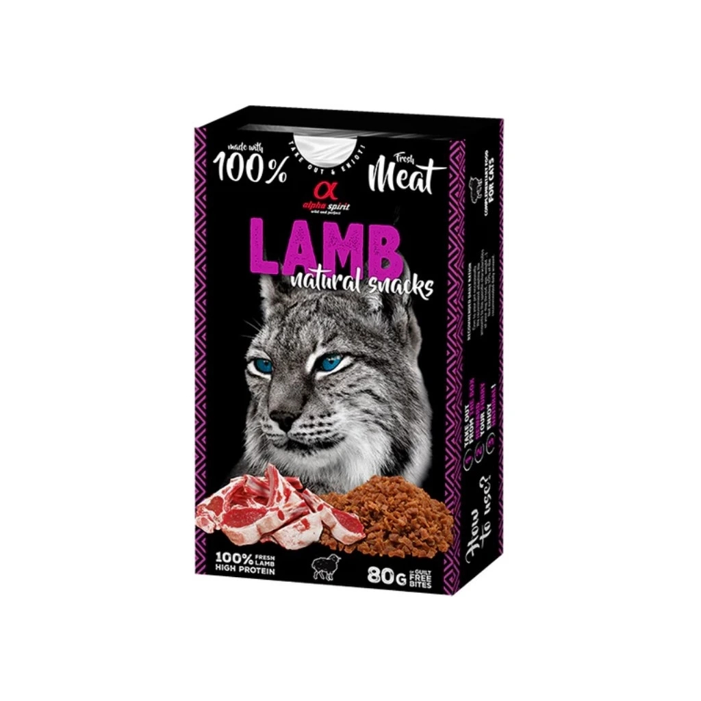 Ласощі для котів Alpha Spirit Cat Lamb Natural Snacks з ягням 80 г (8436586311780) - зображення 1