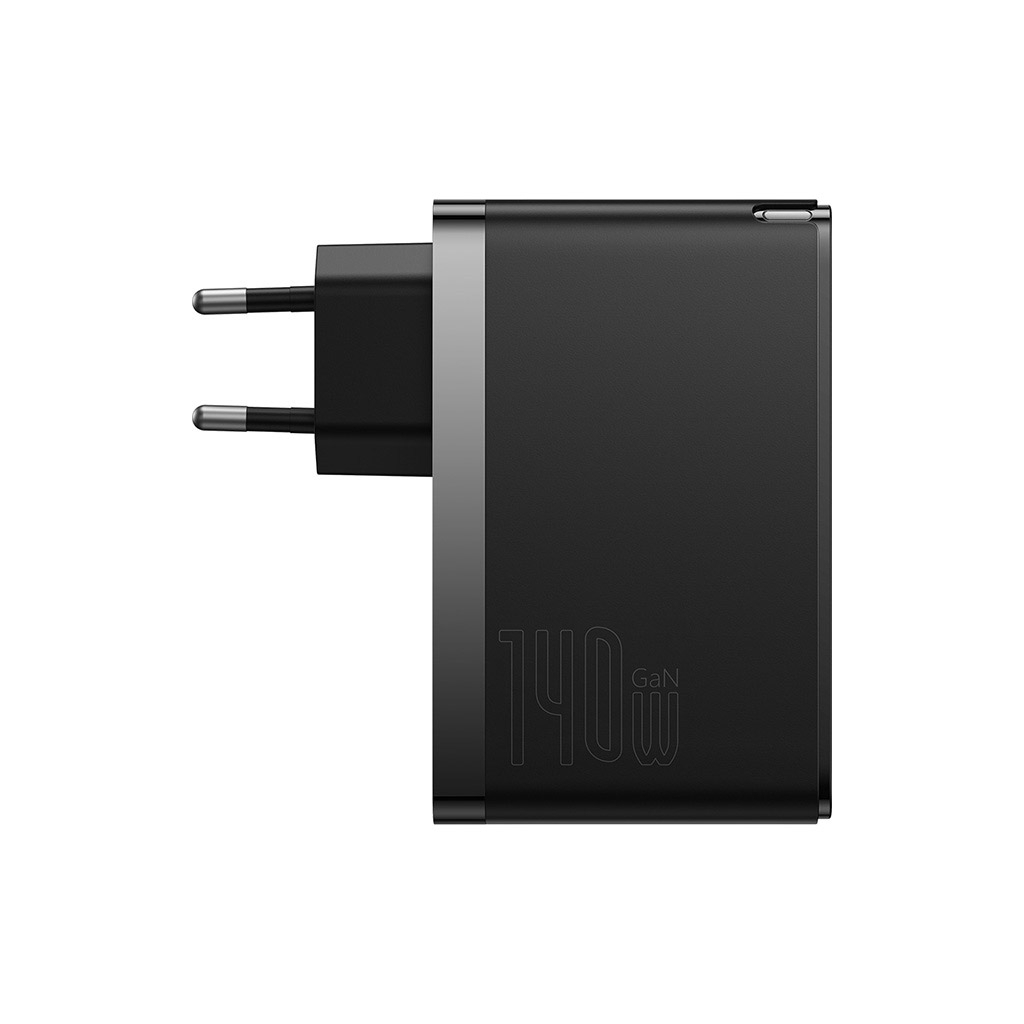 Зарядний пристрій Baseus 2xUSB-C 140W + 1xUSB GaN + cable USB-C to USB-C black (CCGP100201) - зображення 3