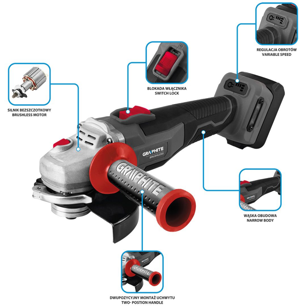 Шліфувальна машина Graphite Energy+ 18V, 125мм, 9200об/хв, 2.28кг (без АКБ та ЗП) (58GE142) - изображение 12