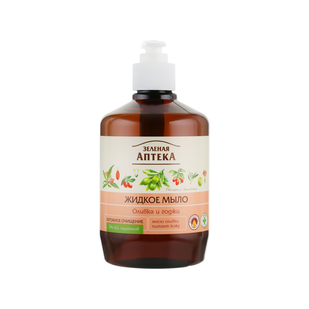 Рідке мило Зелена Аптека Оливка та годжі 460 мл (4823015905865) - зображення 1