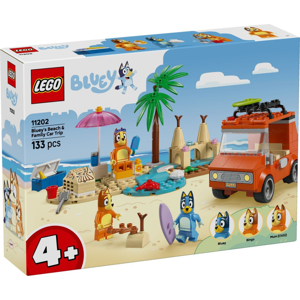 Конструктор LEGO Bluey Пляж і сімейна поїздка на автомобілі Блуї (11202) - зображення 1