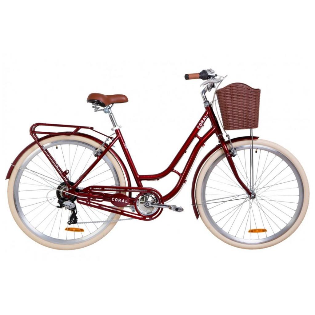 Велосипед Дорожник 28" CORAL Vbr рама-19" 2019 рубіновий, багажник + кошик (OPS-D-28-154) - зображення 1