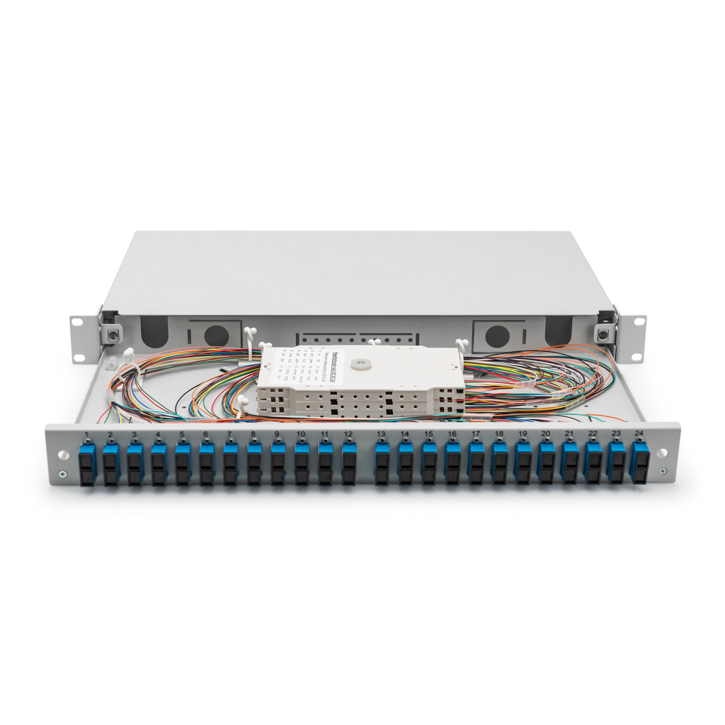 Патч-панель 1U 19", 24xSC duplex, SM, incl. splice cassette, pigtails OS2, adapter Digitus (DN-96322/9) - изображение 4