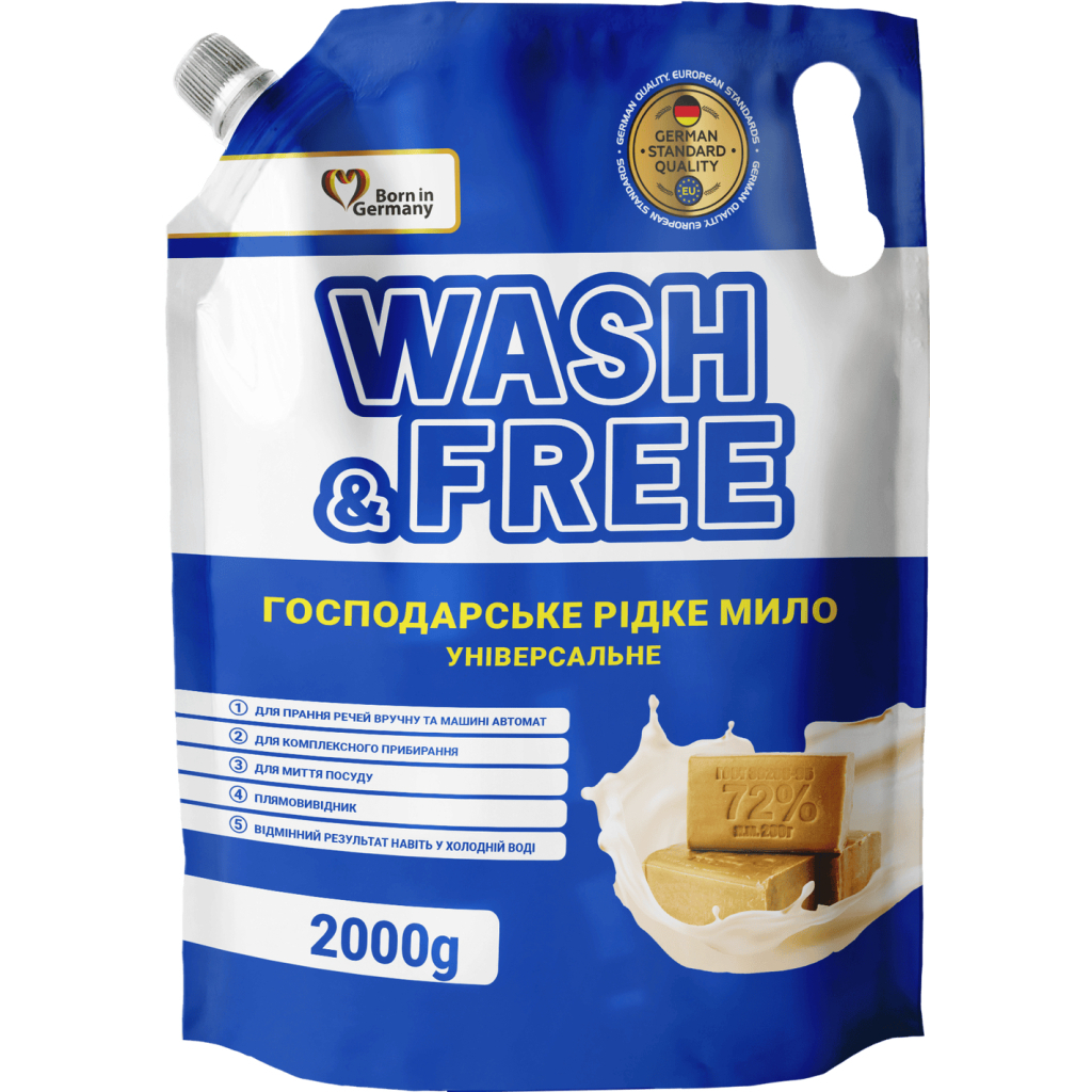 Гель для прання Wash&Free Універсальне господарське рідке мило 2 кг (4260637727459) - зображення 1