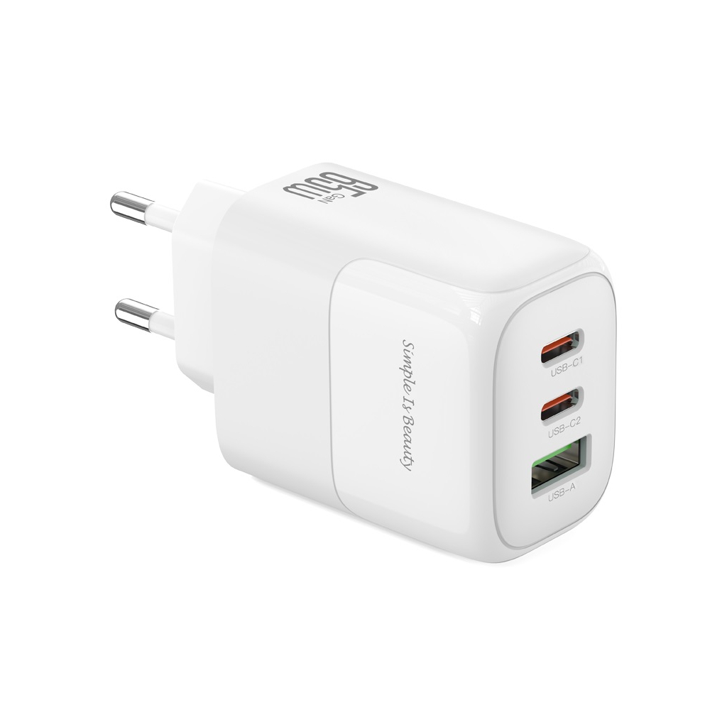Зарядний пристрій XO L139 83W 2xUSB-C PD65W + USB-A QC18W White (L139_White) - зображення 1