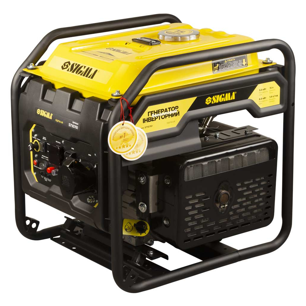 Генератор Sigma інверторний, 5.5/6.0kW, 15л, ручний запуск (5710761) - зображення 1