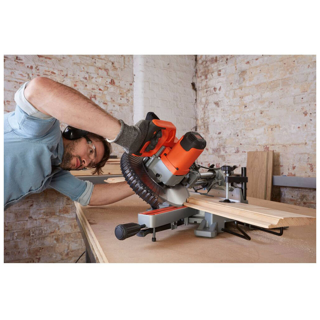 Торцювальна пила Black&Decker 1600 Вт, диск 216х30 мм, 4800 об/хв, XPS, вага 12 кг (BES700) - изображение 4
