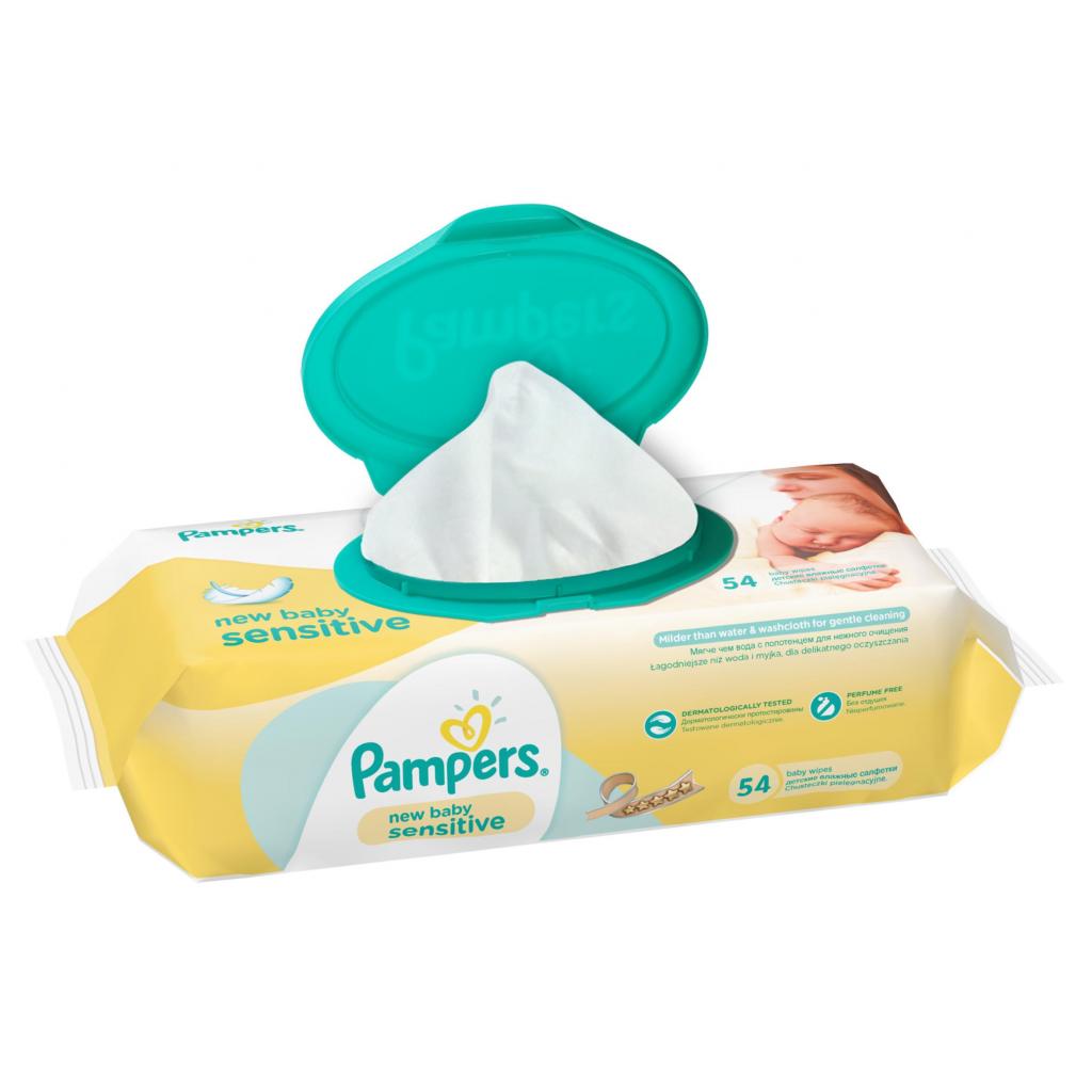 Дитячі вологі серветки Pampers New Baby Sensitive, 54 шт (4015400686101) - изображение 4