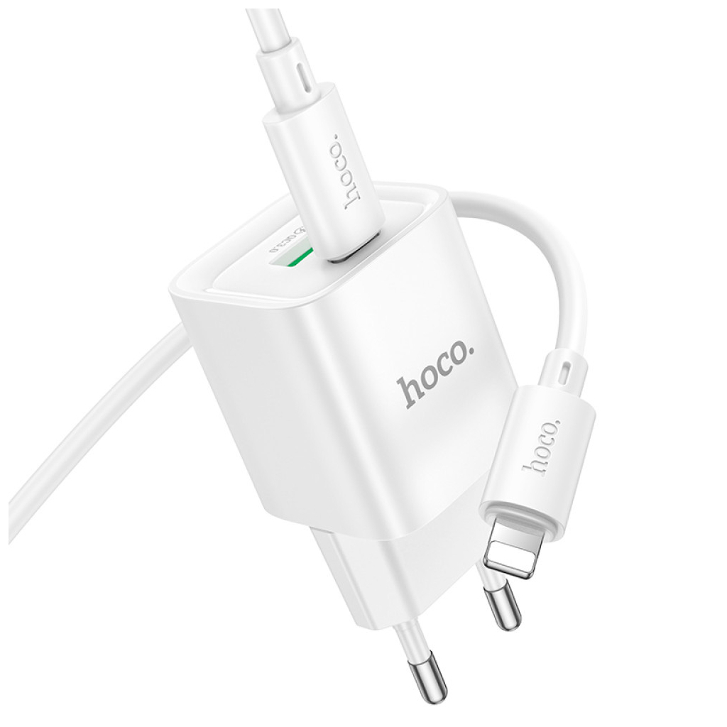 Зарядний пристрій HOCO C147A Charm 1xUSB-C PD20W + 1xUSB QC3.0 + cable USB-C to Lightning White (6942007630283) - зображення 5