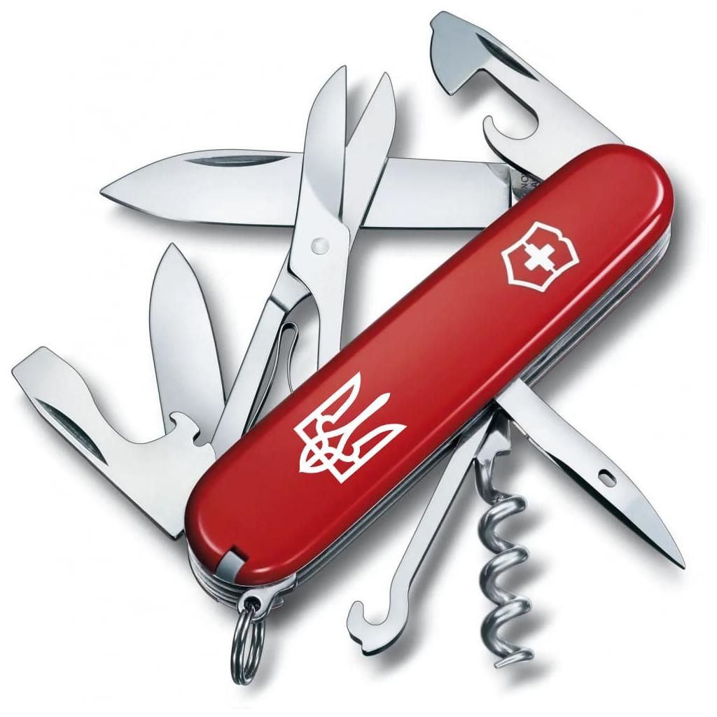 Ніж Victorinox Climber Ukraine Red "Тризуб" (1.3703_T0010u) - зображення 1