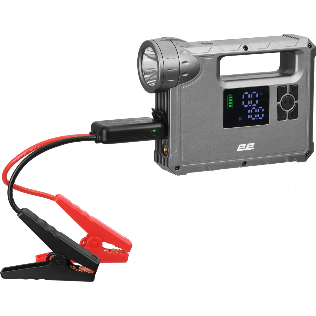 Пуско зарядний пристрій 2E Pitman з автомобільним компресором та ліхтарем, 10000 mAh/37Wh, 400 А, 1xUSB/2.4 A (2E-CJSPBPL-BK) - зображення 7