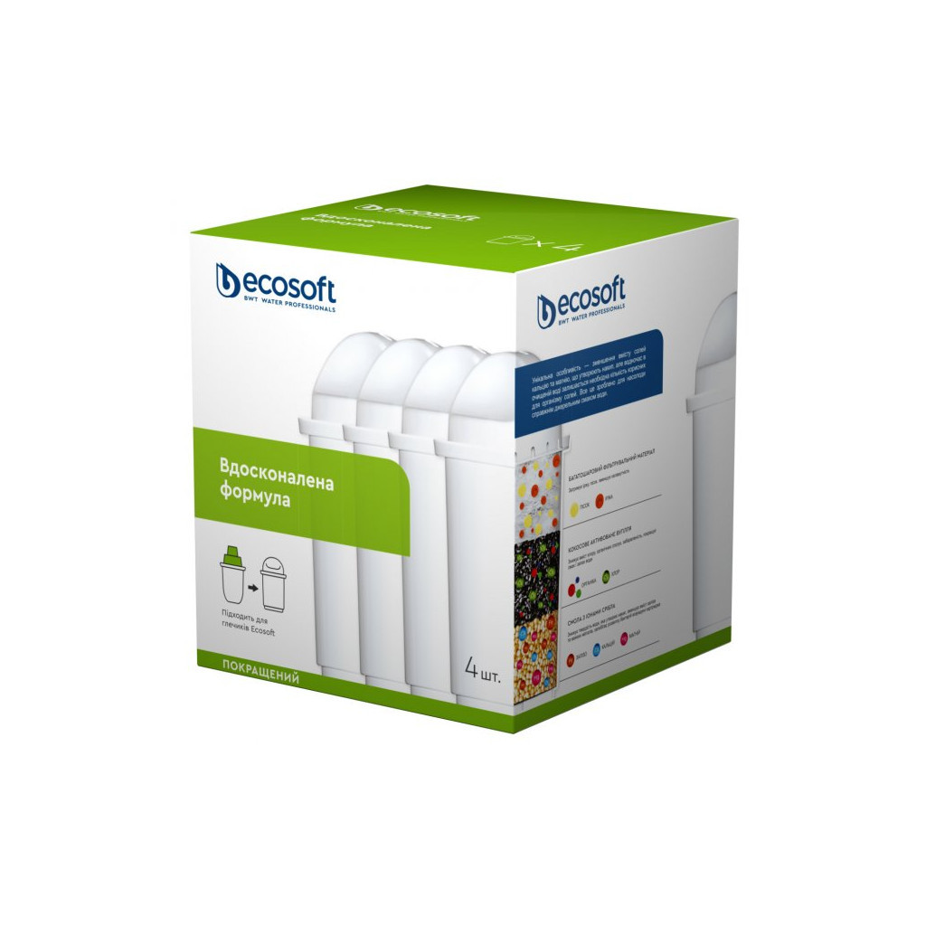 Система фільтрації води Ecosoft К-т Картриджів для кувшинів покращений (3+1 шт) (CRVK4ECO) - изображение 1