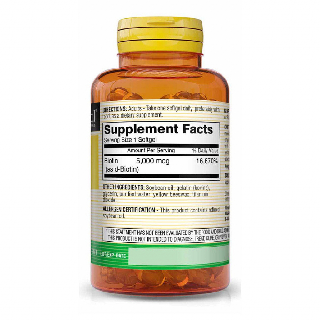 Вітамін Mason Natural Біотин 5000 мкг, Biotin, 60 гелевих капсул (MAV16325) - зображення 2