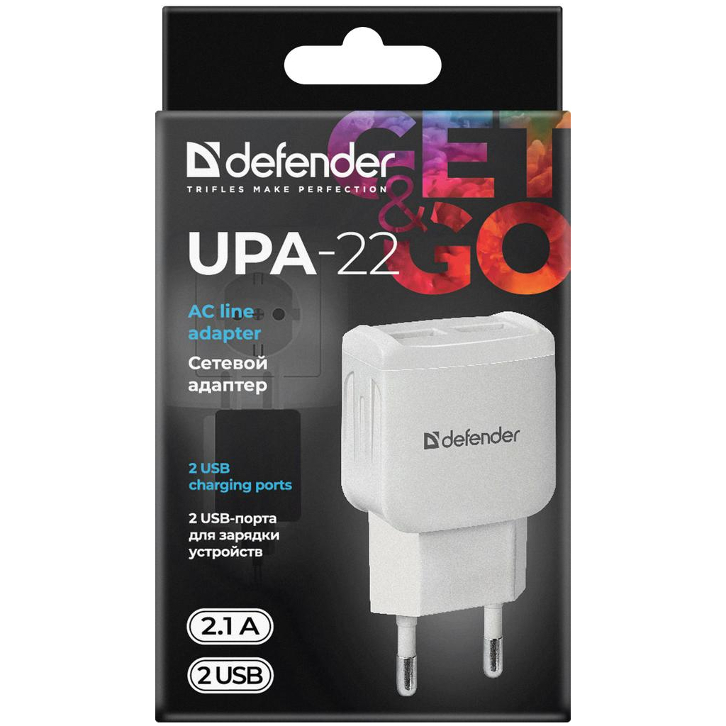 Зарядний пристрій Defender UPA-22 white, 2xUSB, 2.1A (83580) - зображення 4