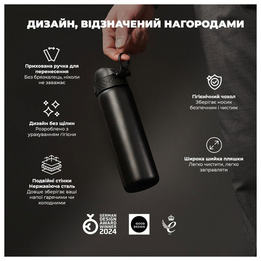 Пляшка для води ION8 OneTouch Vacuum Insulated 500 мл Black (I8TS500BLK) - зображення 4