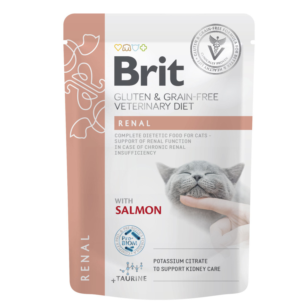 Вологий корм для кішок Brit GF VetDiets Renal з лососем 85 г (8595602566709) - зображення 1