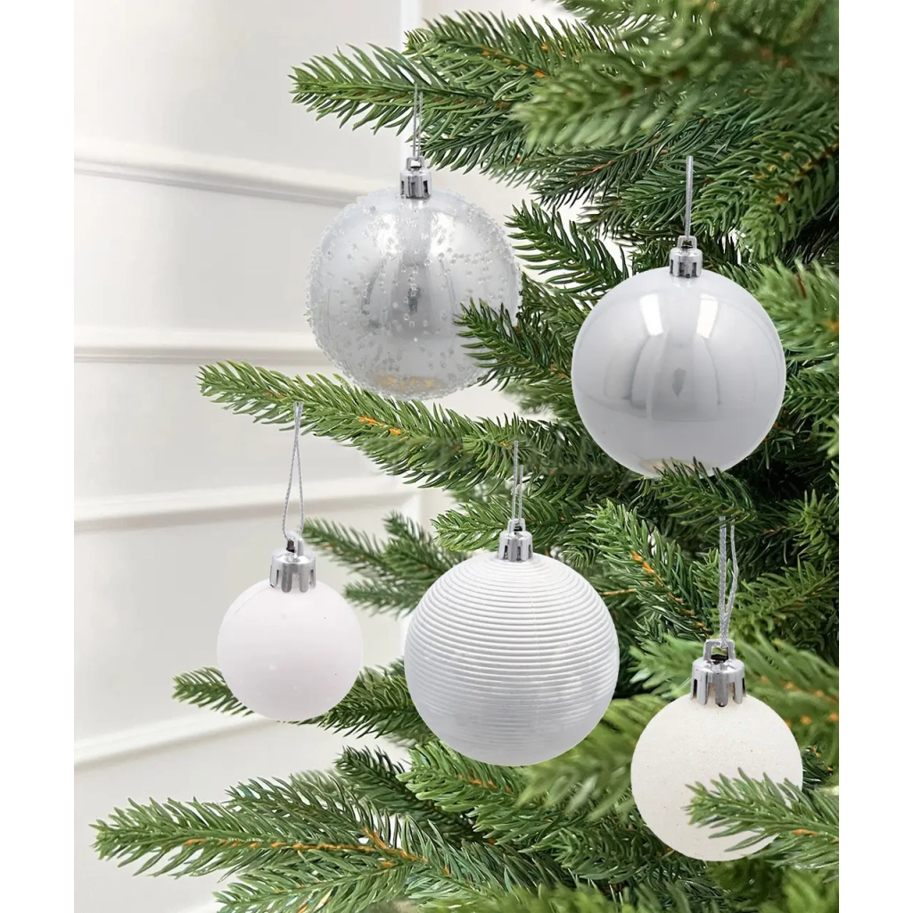 Ялинкова іграшка Chomik пластикові Кульки, сніжинки 30 шт, срібні (5900779895324_1) - зображення 3