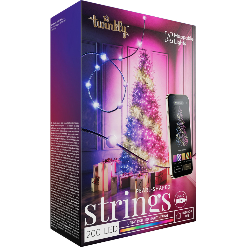 Гірлянда Twinkly Smart LED Strings USB 200 Pearl-shaped RGB LEDs, Green Wire, USB-C 12м (TWKP200RGB-G) - зображення 2
