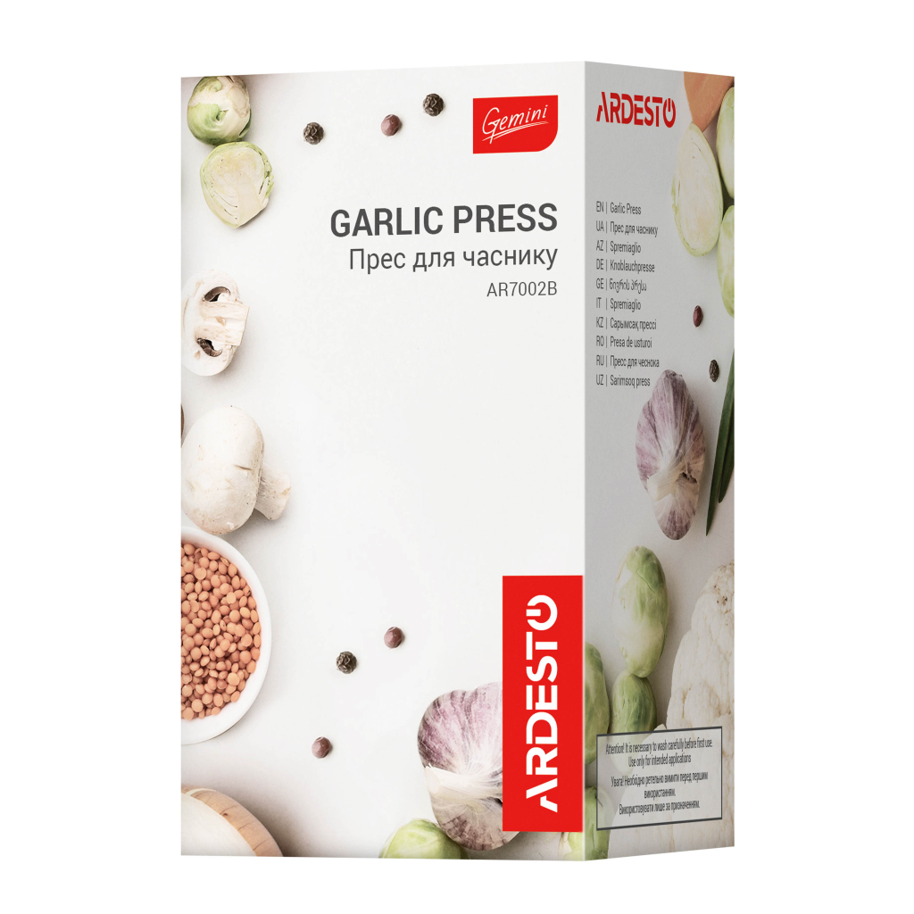 Прес для часнику Ardesto Gemini, 12см, нержавіюча сталь, пластик, чорний (AR7002B) - зображення 6