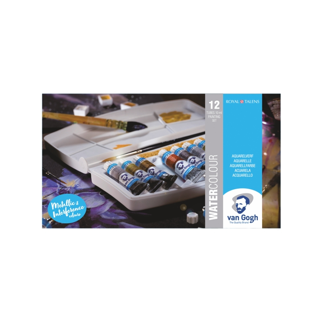 Акварельні фарби Royal Talens Van Gogh Specialty 12 кольорів у тубах 10 мл, пензлик (8712079422844) - зображення 2