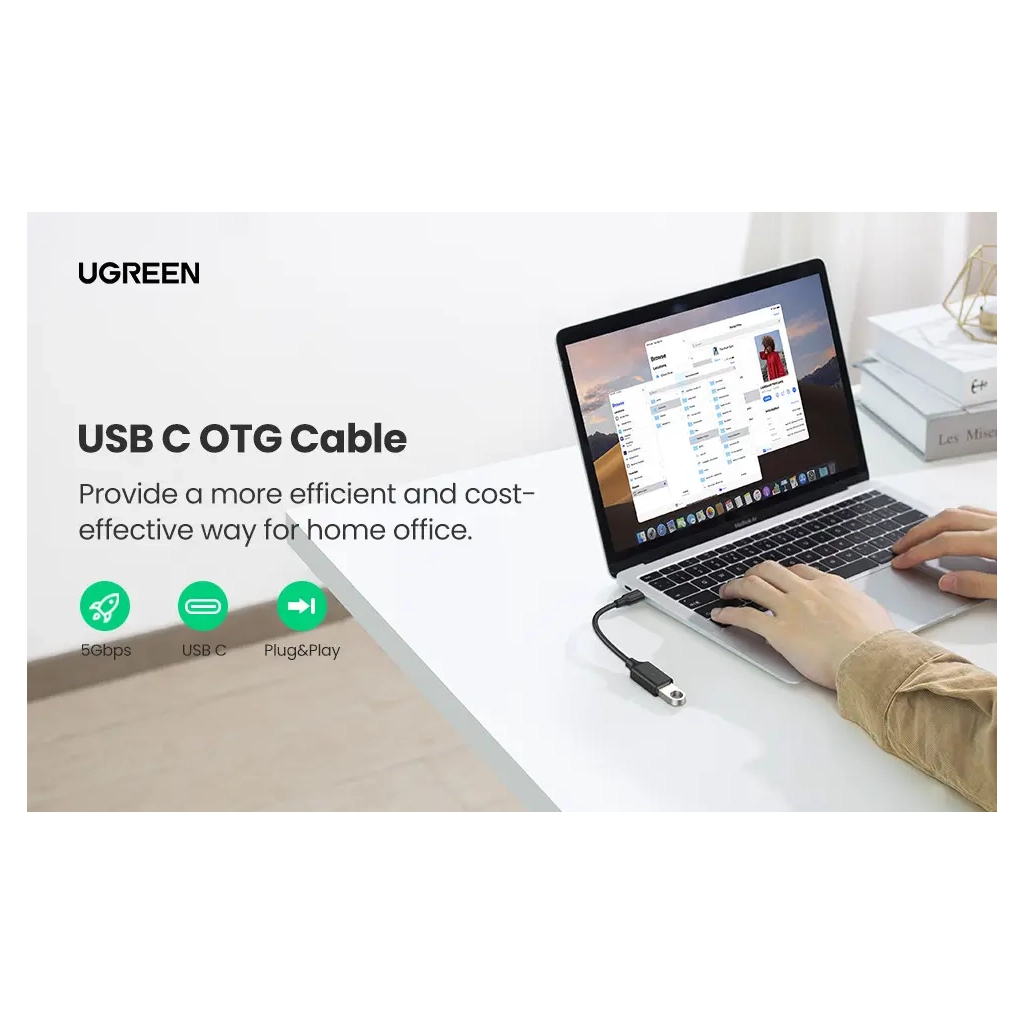 Перехідник OTG USB 3.0 AF to USB-C US154 black Ugreen (30701) - зображення 8