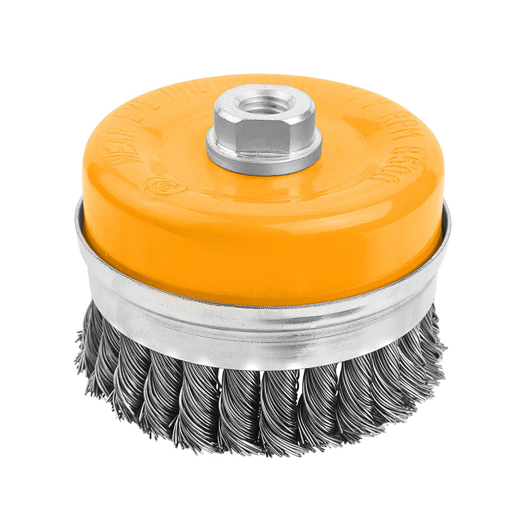 Щітка для електроінструменту Tolsen чашка посилена плетена 100 мм М14, стальний дріт 0.5 мм (77622) - зображення 1