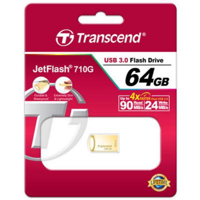 USB флеш накопичувач Transcend 64GB JetFlash 710 Metal Gold USB 3.0 (TS64GJF710G) - зображення 3